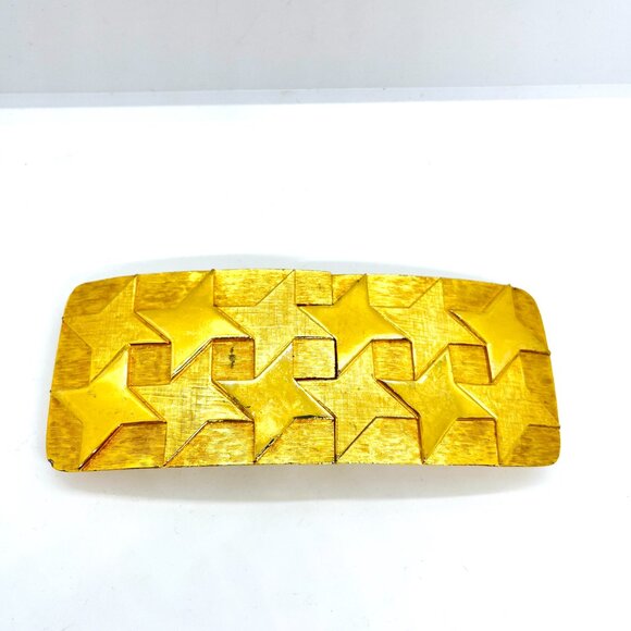 VINTAGE ACCESSOCRAFT NYC Gold Tone Star Belt Buckle Wide Statement 80s Runway main image 10